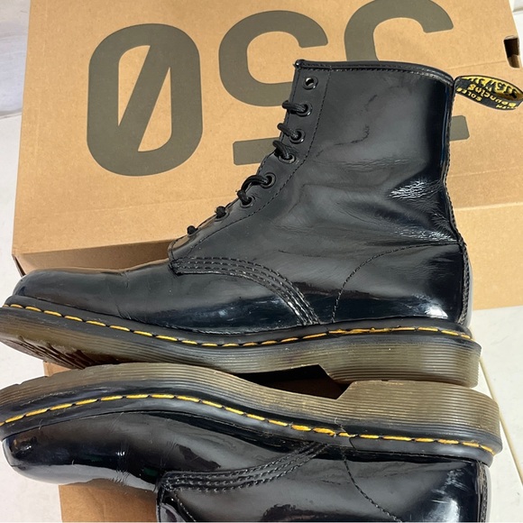 Dr Martens Womens 1460 Black Patented Leather Boots Size 8 Doc Marten - Picture 7 of 13